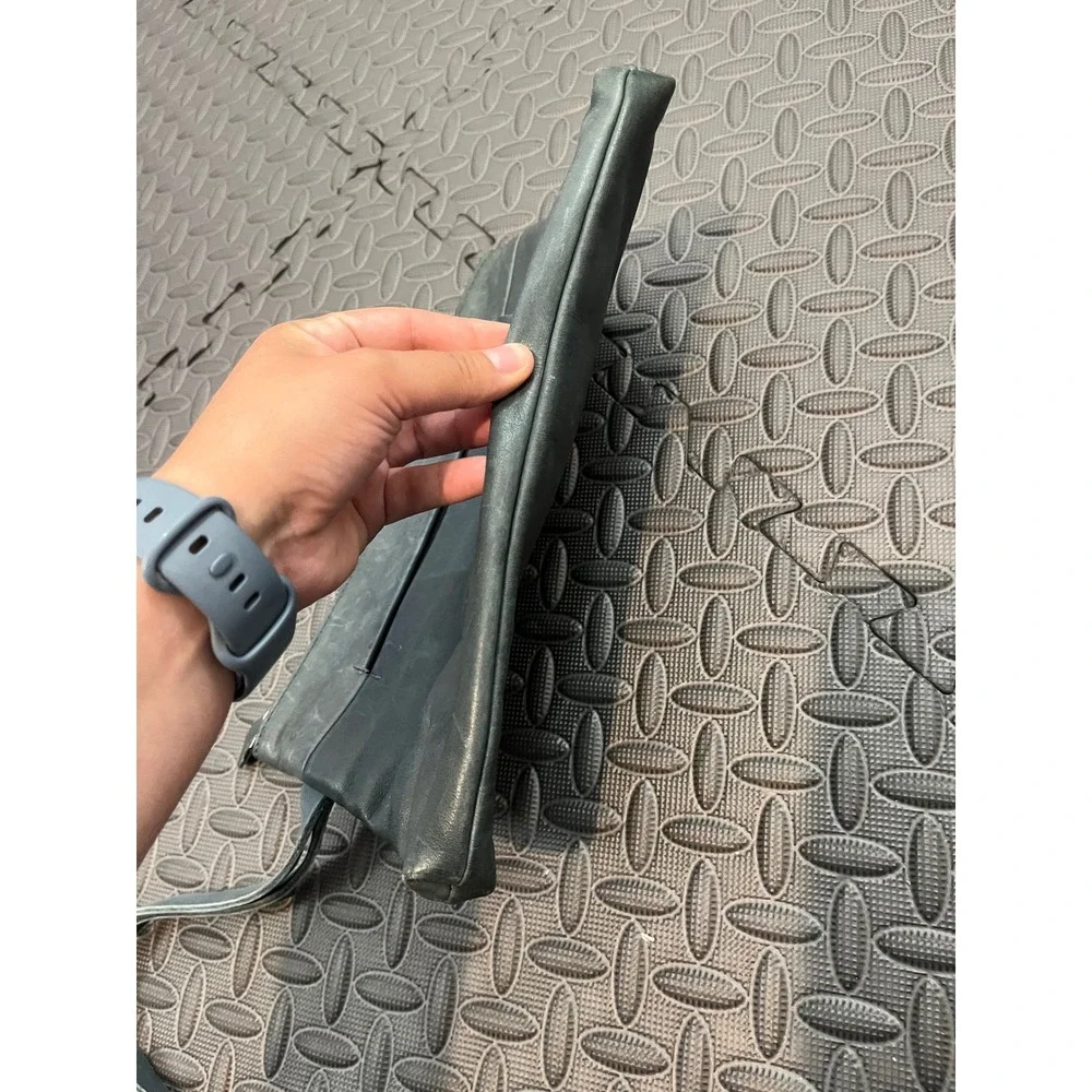 OPVS Clutch Bag Unisex OS Gray Blue Leather Distressed Minimalist Wristlet Pouch